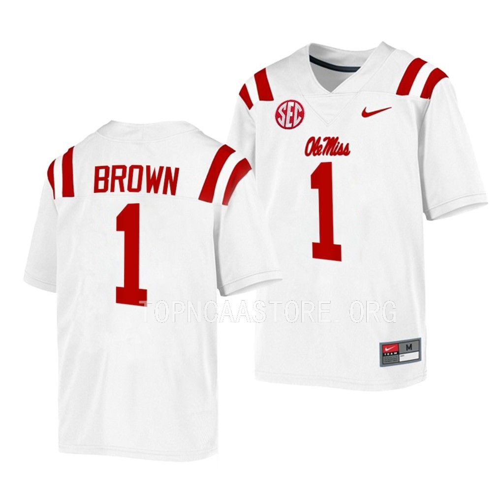 Ole Miss Rebels #1 A.J. Brown Game White Alumni Jersey ZFVJZGXV