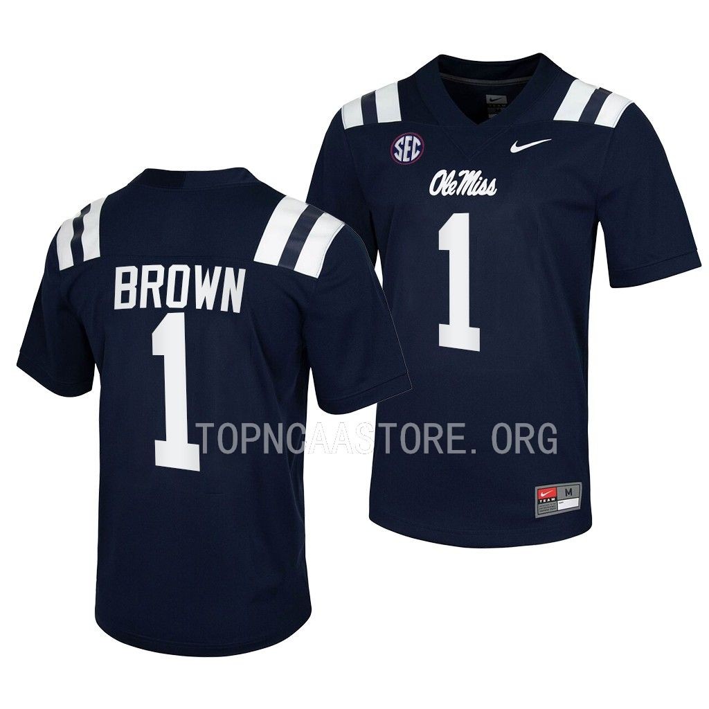 Ole Miss Rebels #1 A.J. Brown Untouchable Navy Alumni Jersey VKZADGXV