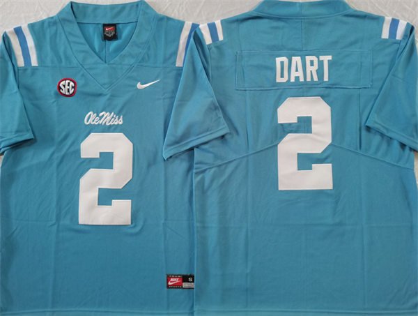 Ole Miss Rebels #2 Jaxson Dart Jersey Light Blue F.U.S.E. Limited Football Game YDZBIGXV