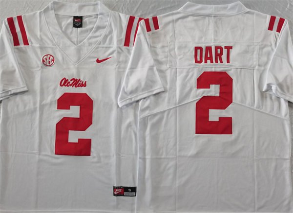 Ole Miss Rebels #2 Jaxson Dart Jersey White Red F.U.S.E. Limited Football Game OXBXUGXV