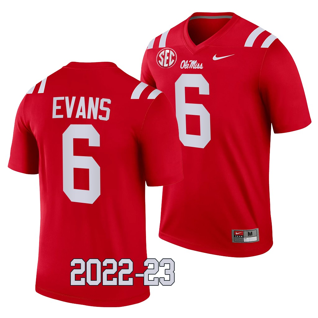 Ole Miss Rebels #6 Zach Evans 2022-23 College Red Legend Jersey FP0TVGXV