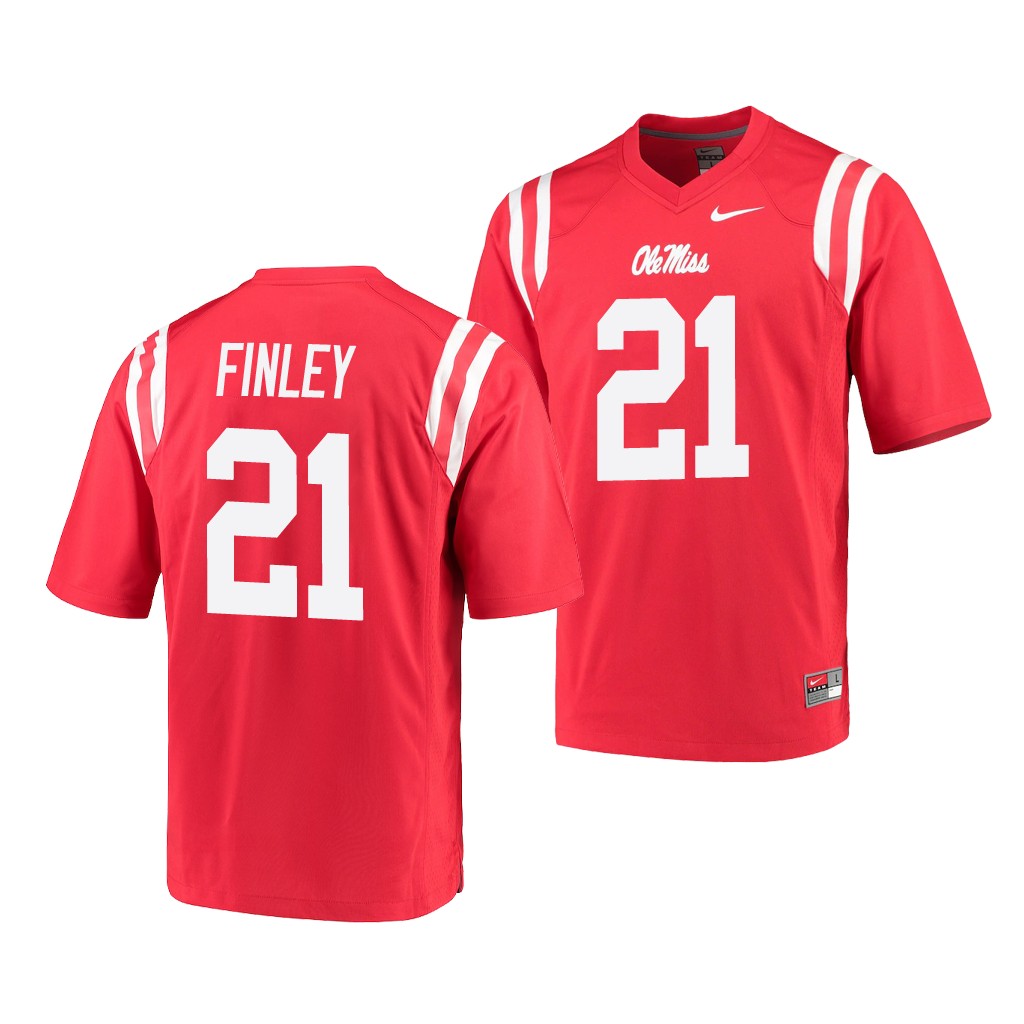 Ole Miss Rebels A.J. Finley Red College Game Jersey WHHDYGXV