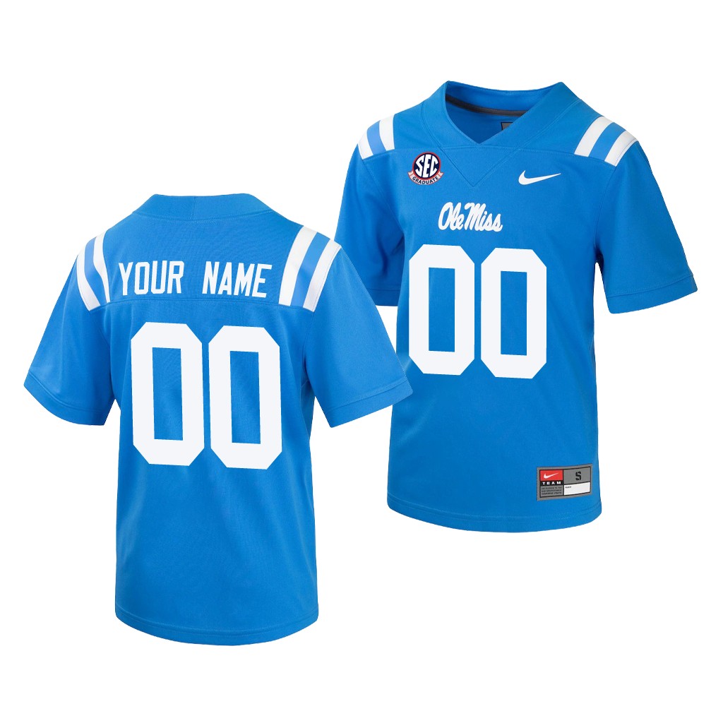 Ole Miss Rebels Custom 00 Powder Blue Jersey College Uniform BHMR6GXV