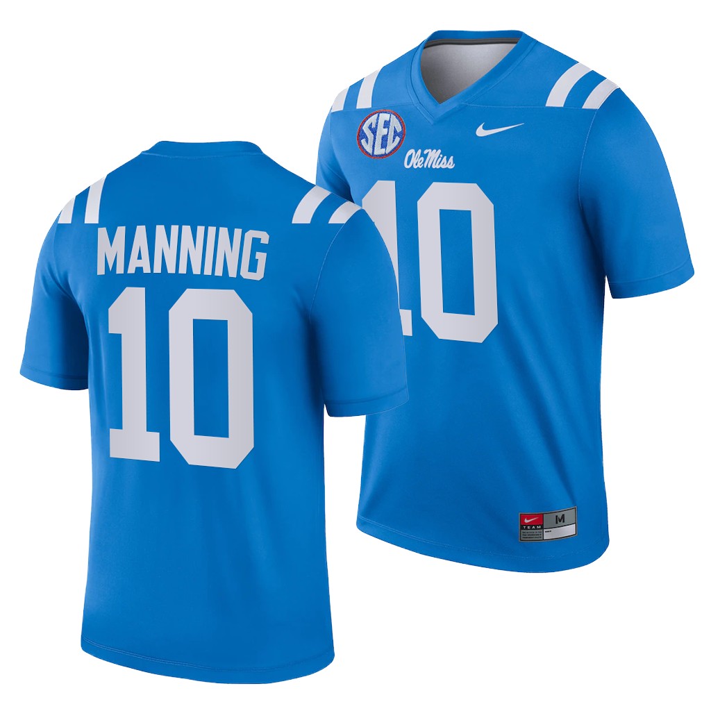 Ole Miss Rebels Eli Manning 10 Blue College Retired number Jersey Men MEIHKGXV