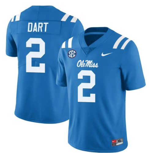 Ole Miss Rebels Jaxson Dart Jersey #2 College Football All Stitched Light Blue 7XCRHGXV