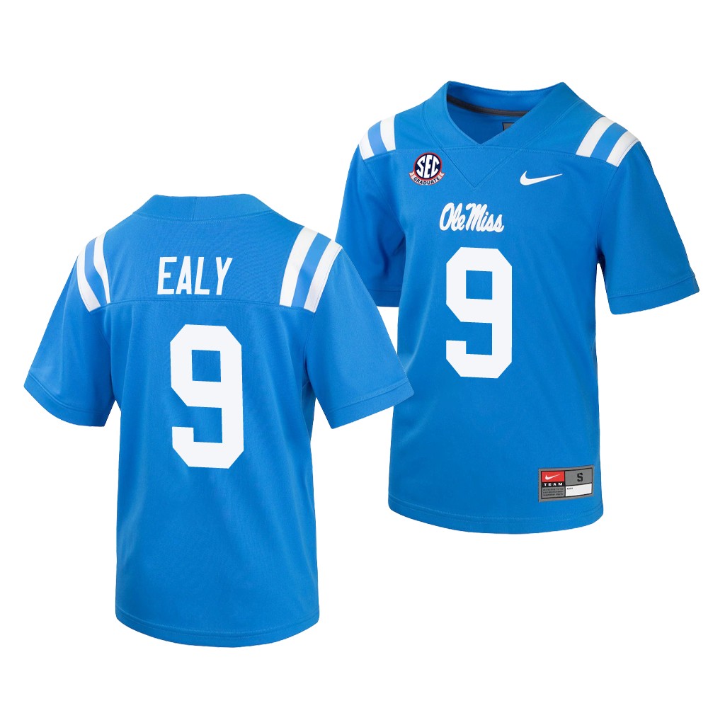 Ole Miss Rebels Jerrion Ealy 9 Powder Blue Jersey College Uniform YJ9FRGXV