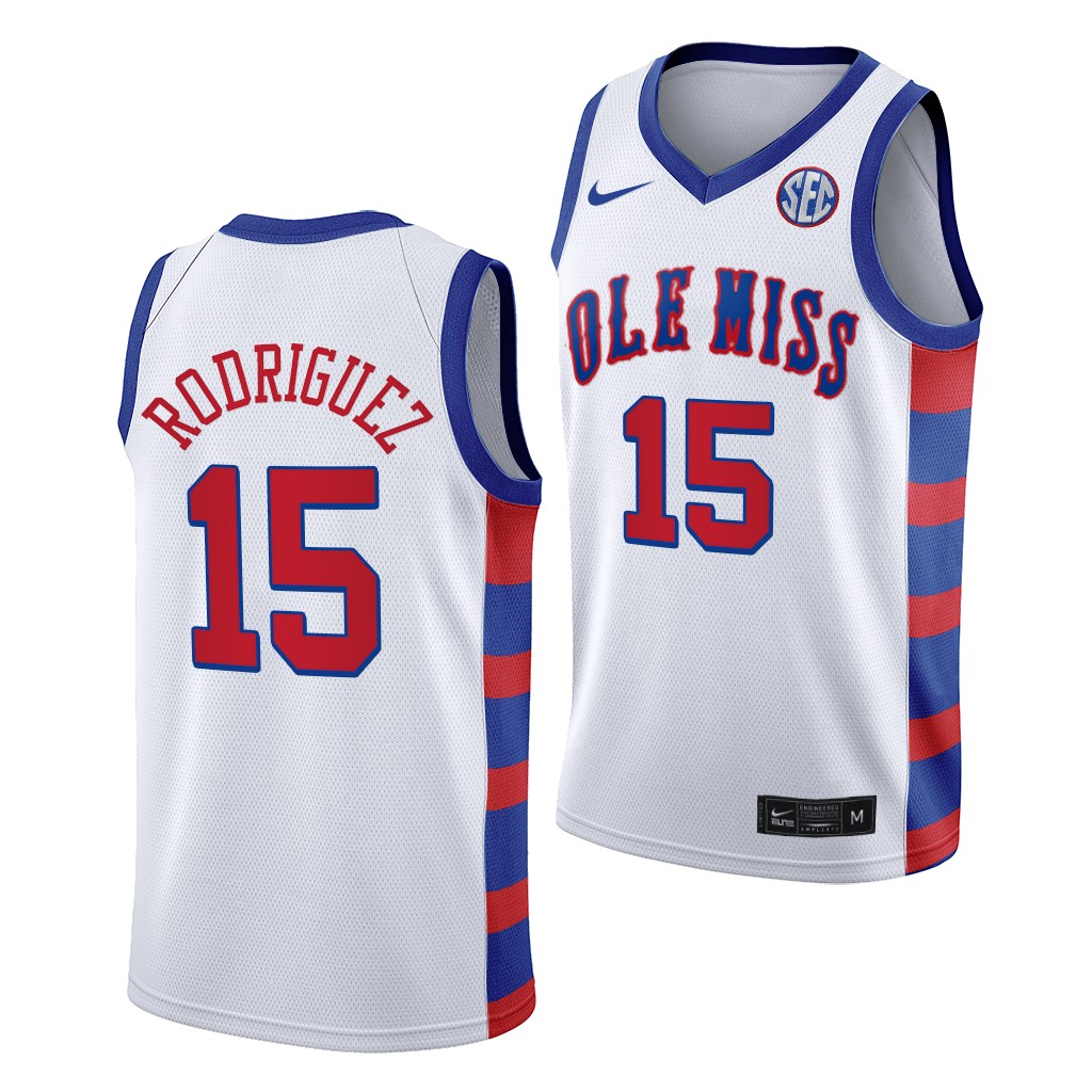 Ole Miss Rebels Luis Rodriguez White 20th Anniversary Throwback Jersey SVGBCGXV