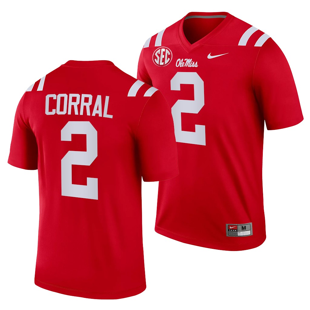 Ole Miss Rebels Matt Corral 2 Red -22 College Legend Jersey Men MBMHBGXV