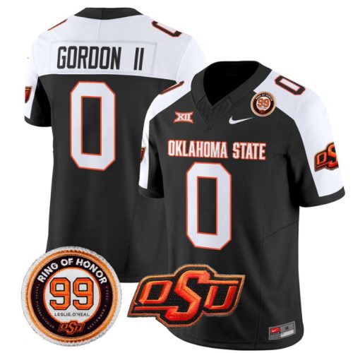 Ollie Gordon II Jersey #0 Oklahoma State Cowboys Leslie O'neal Patch Vapor Football Black Alternate X79ARGXV