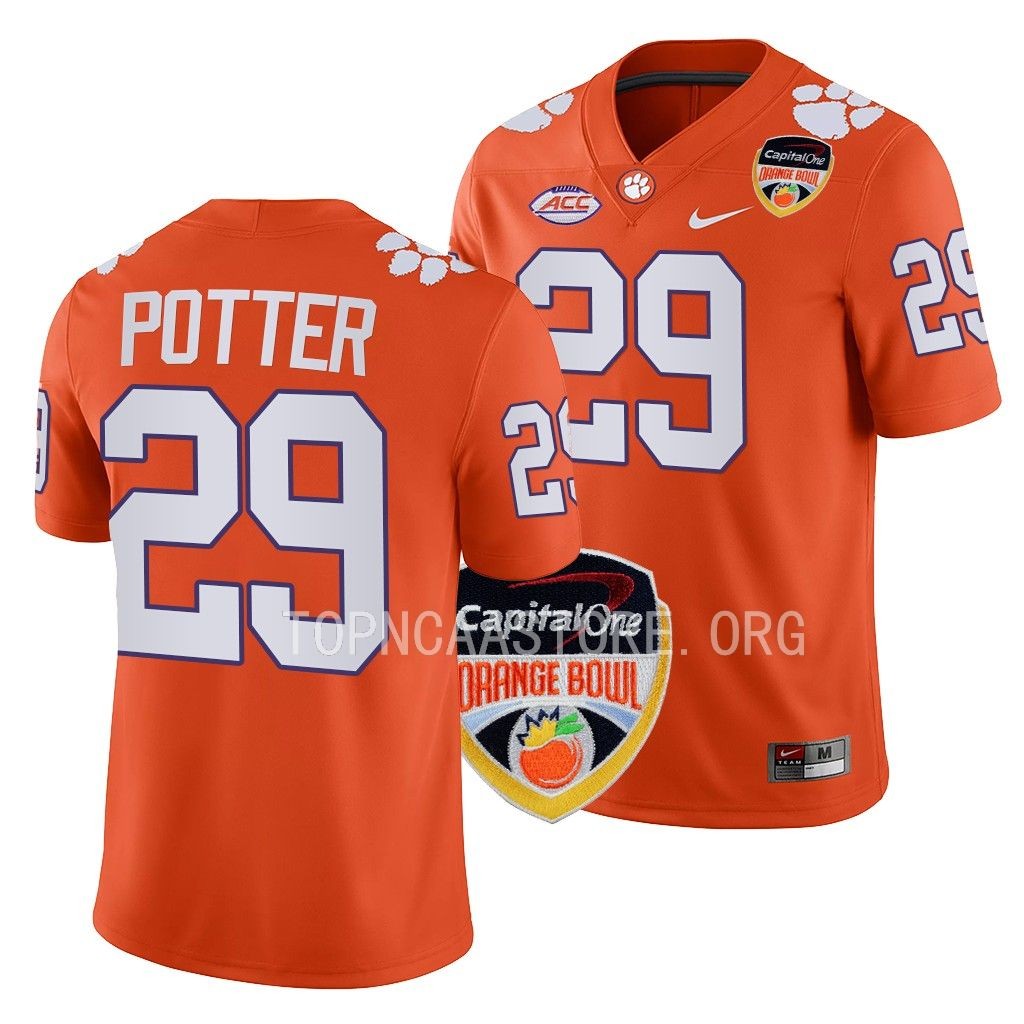 Orange Bowl B.T. Potter Clemson Tigers #29 Orange College Jersey K8HOGGXV