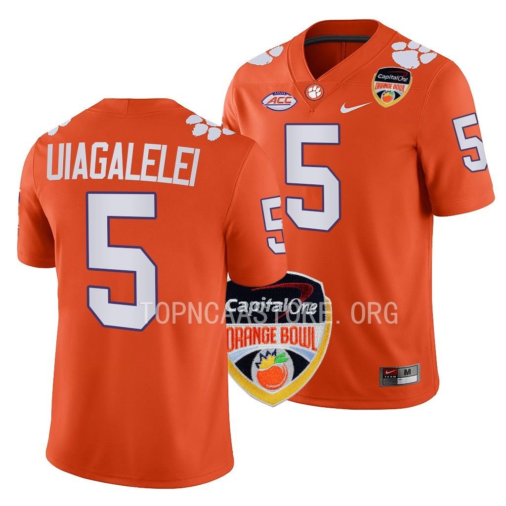 Orange Bowl DJ Uiagalelei Clemson Tigers #5 Orange College Jersey BOMNNGXV
