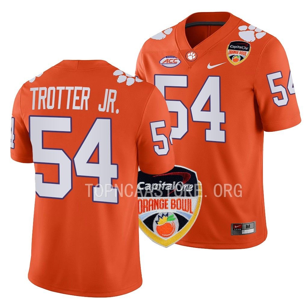 Orange Bowl Jeremiah Trotter Jr. Clemson Tigers #54 Orange College Jersey TZAZSGXV