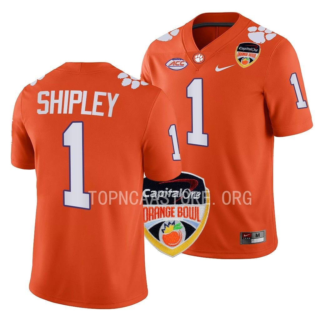 Orange Bowl Will Shipley Clemson Tigers #1 Orange College Jersey CU39ZGXV