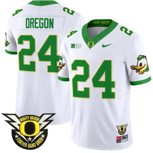 Oregon Jersey #24 Oregon Duck Forever Gang Green Football White CQBB4GXV