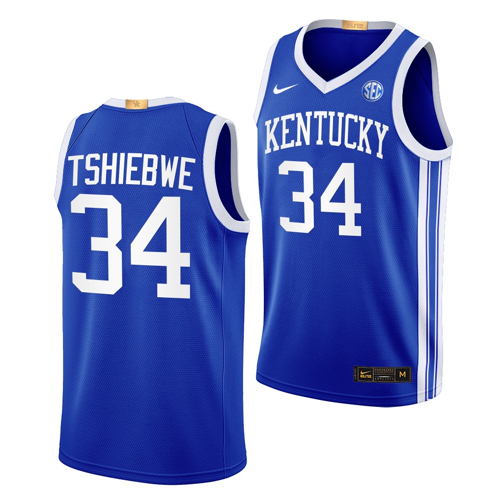 Oscar Tshiebwe Kentucky Wildcats #34 Blue Away Jersey 2022-23 Elite GDCVYGXV