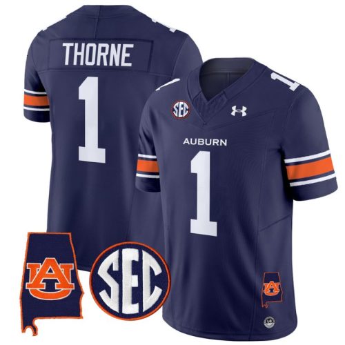 Payton Thorne Jersey #1 Auburn Tigers SEC Patch Vapor Limited College Football Stitched Navy IVGPCGXV