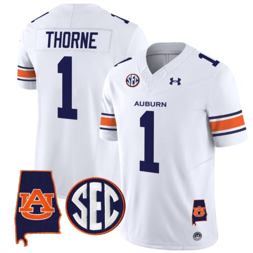 Payton Thorne Jersey #1 Auburn Tigers SEC Patch Vapor Limited College Football Stitched White 8PTNLGXV