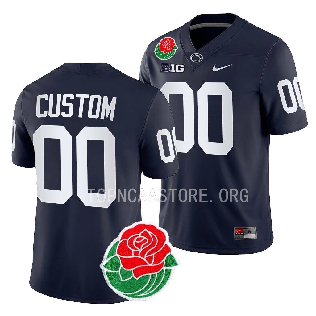 Penn State Nittany Lions #00 Custom Rose Bowl Navy College Jersey VDMVWGXV