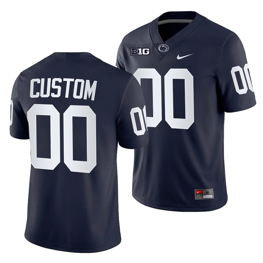 Penn State Nittany Lions Custom 00 Navy -22 College Game Jersey Men TDQIKGXV