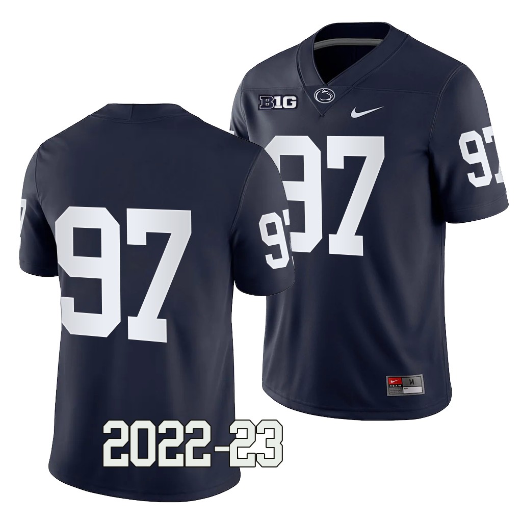 Penn State Nittany Lions PJ Mustipher Jersey 2022-23 College Navy #97 Game Shirt 40FVFGXV