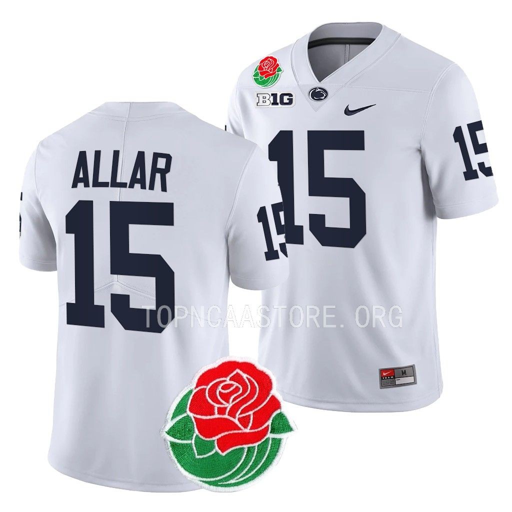 Penn State Nittany Lions Rose Bowl Drew Allar #15 White College Jersey TXKLDGXV