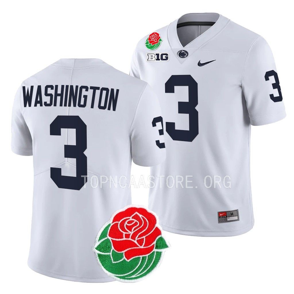 Penn State Nittany Lions Rose Bowl Parker Washington #3 White College Jersey 66CLJGXV