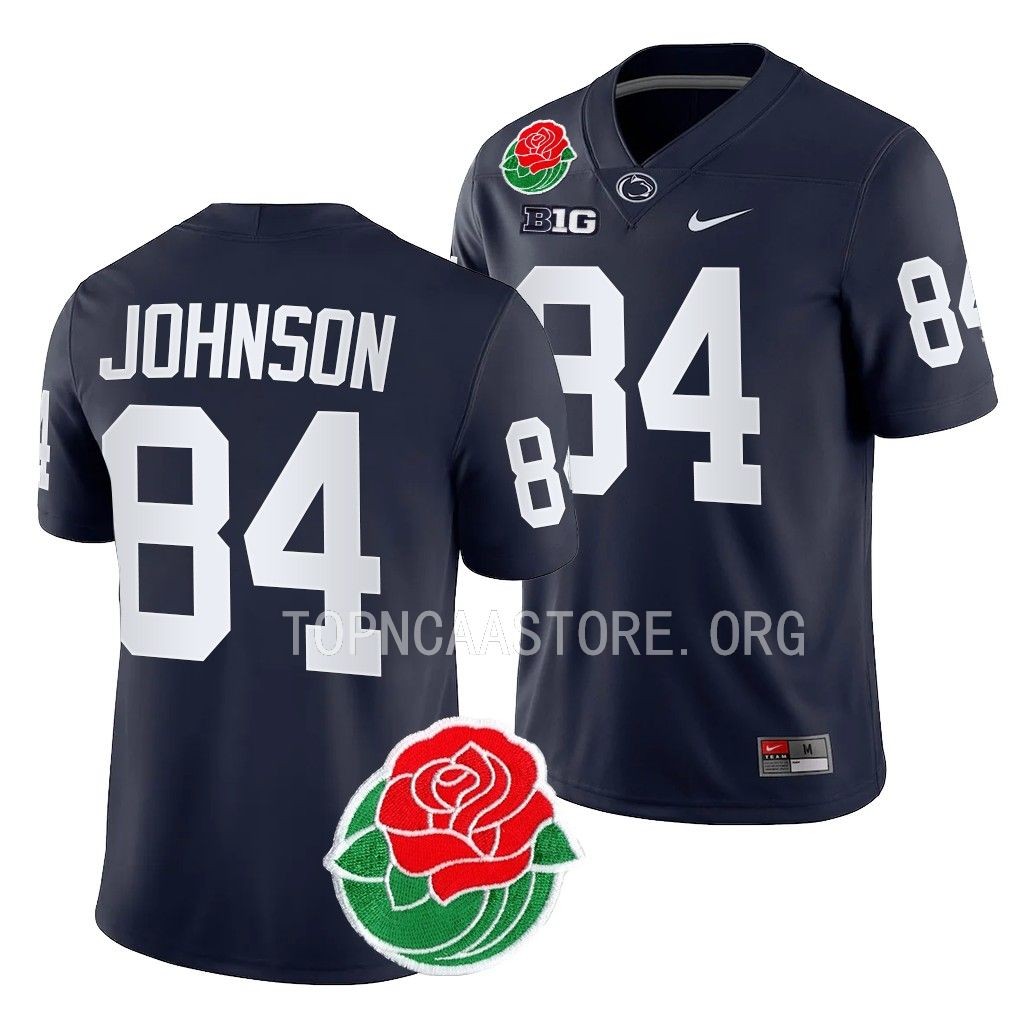 Penn State Nittany Lions Rose Bowl Theo Johnson #84 Navy College Jersey DBOGLGXV