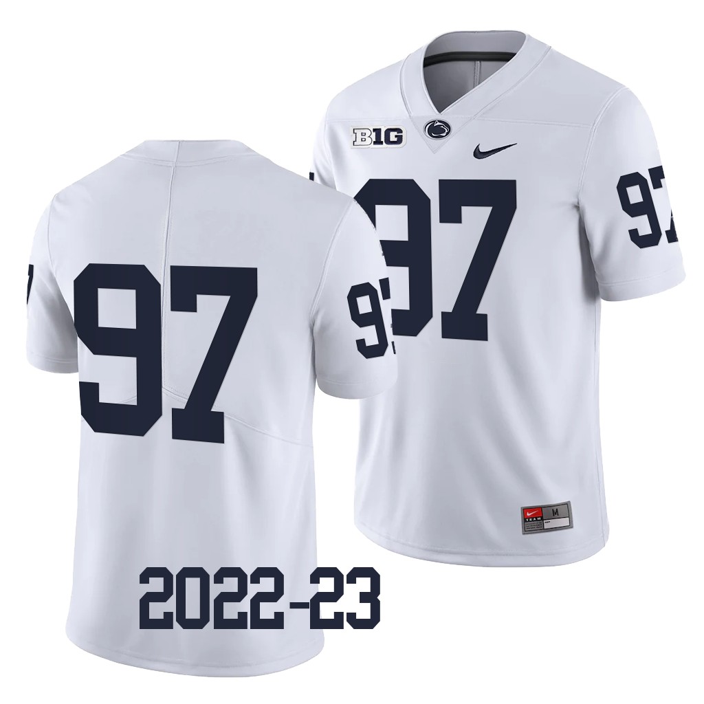 PJ Mustipher Penn State Nittany Lions #97 White Jersey 2022-23 College Limited Uniform OWR8JGXV
