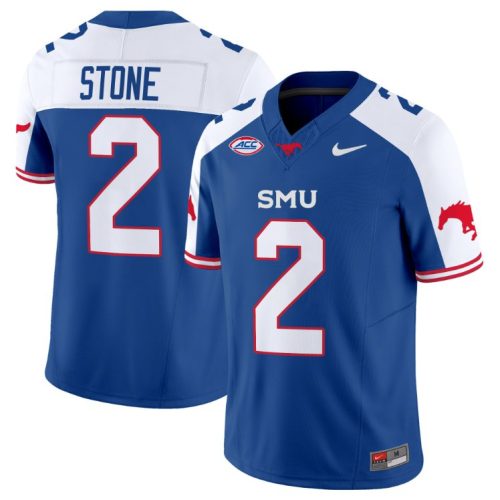 Preston Stone Jersey #2 SMU Mustangs Icy College Football Vapor Limited Blue Alternate BH01MGXV