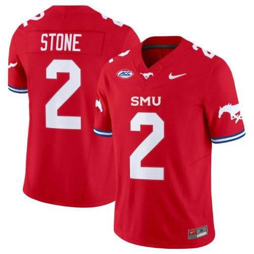 Preston Stone Jersey #2 SMU Mustangs Icy College Football Vapor Limited Red SXWUCGXV