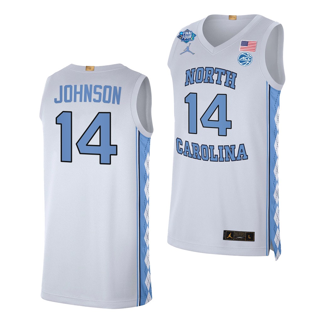 Puff Johnson #14 North Carolina Tar Heels March Madness Final Four Jersey White SOCPZGXV