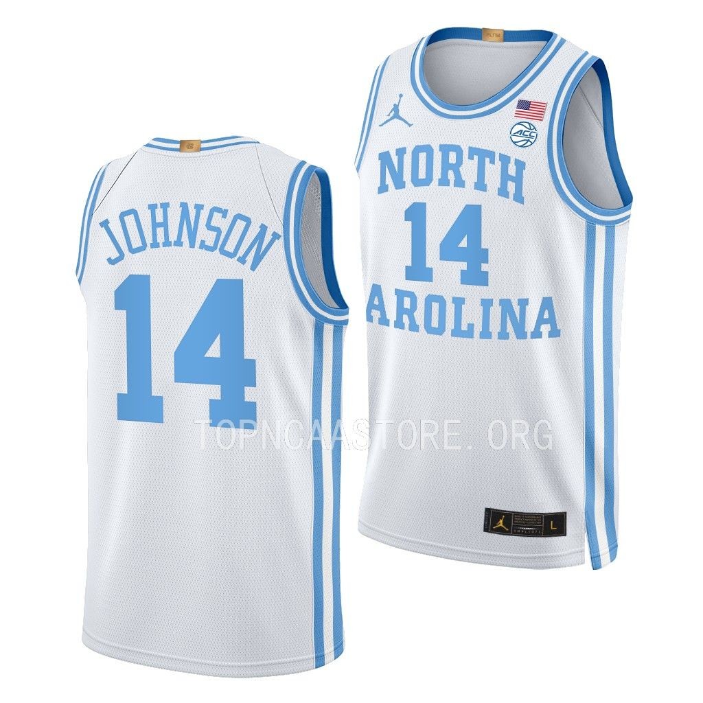 Puff Johnson North Carolina Tar Heels #14 White Throwback Jersey 2022-23 Elite ZAXKIGXV