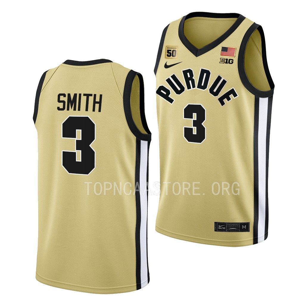 Purdue Boilermakers Braden Smith Swanigan patch uniform Gold #3 Jersey 2022-23 XQYIXGXV