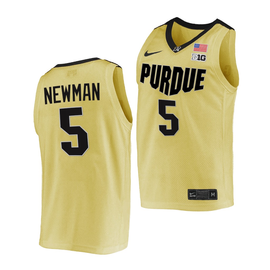 Purdue Boilermakers Brandon Newman #5 Gold Top overall seed Jersey -22 College 68XKJGXV