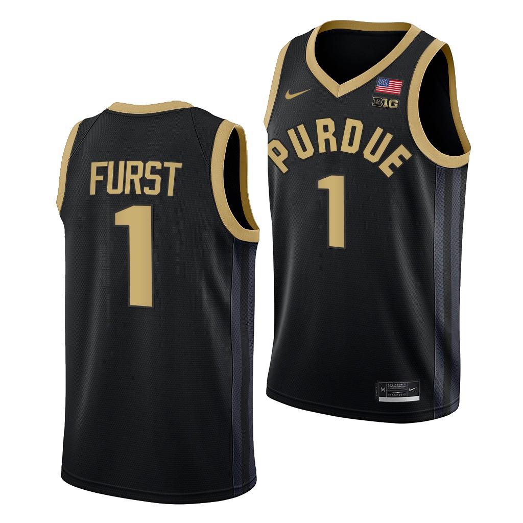 Purdue Boilermakers Caleb Furst College uniform Black #1 Jersey 2022-23 GTTBSGXV