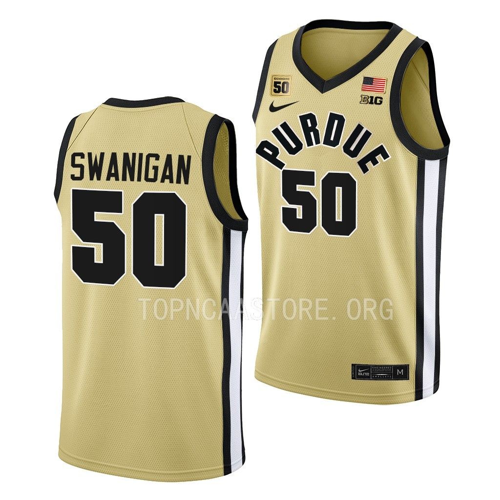 Purdue Boilermakers Caleb Swanigan Swanigan patch uniform Gold #50 Jersey CPS83GXV