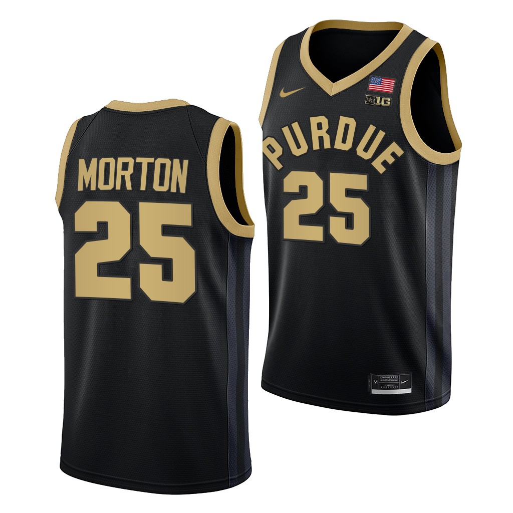 Purdue Boilermakers Ethan Morton College uniform Black #25 Jersey 2022-23 BVOFOGXV