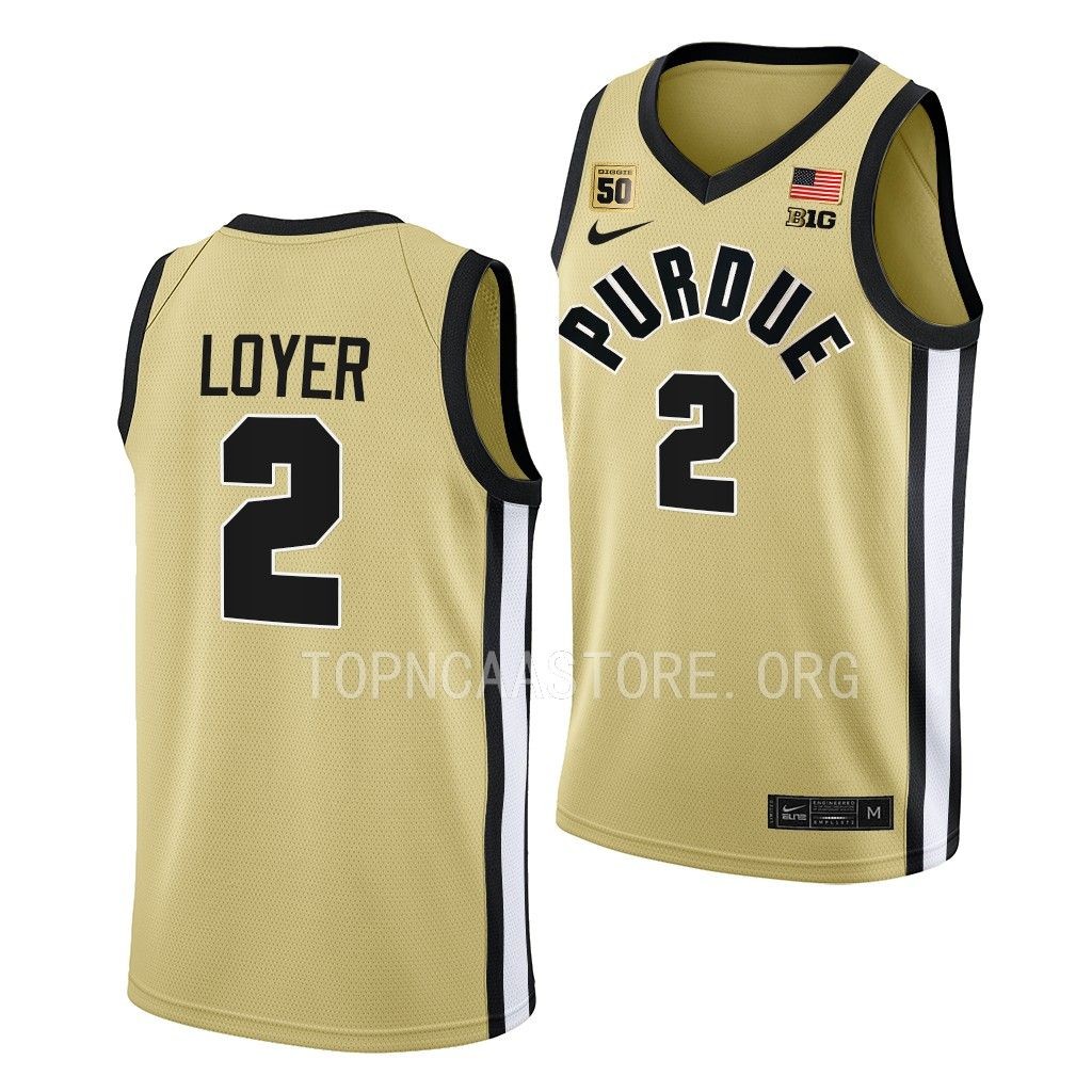 Purdue Boilermakers Fletcher Loyer Swanigan patch uniform Gold #2 Jersey 2022-23 BG8HTGXV