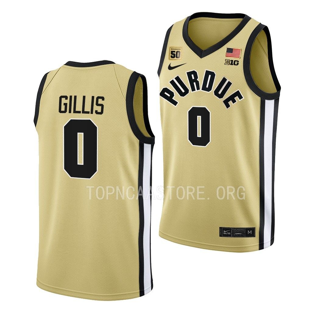 Purdue Boilermakers Mason Gillis Swanigan patch uniform Gold #0 Jersey 2022-23 ZZEKIGXV