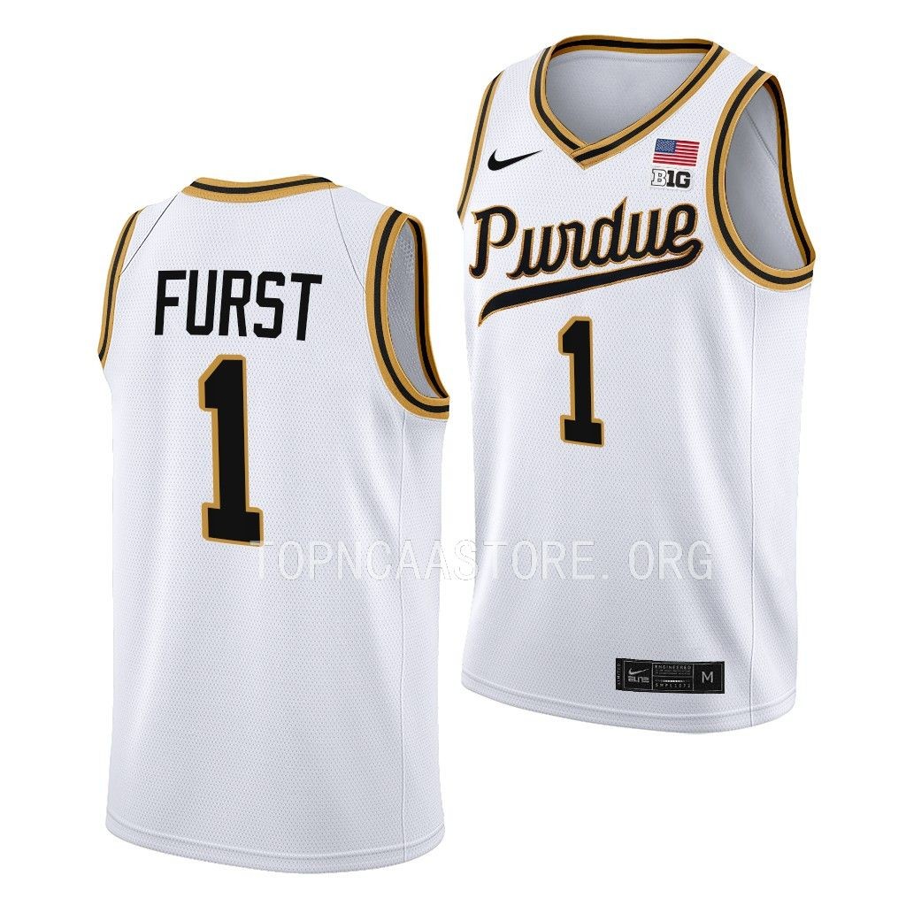 Purdue Boilermakers Rick Mount-Era Caleb Furst #1 White Throwback Jersey GRMOUGXV