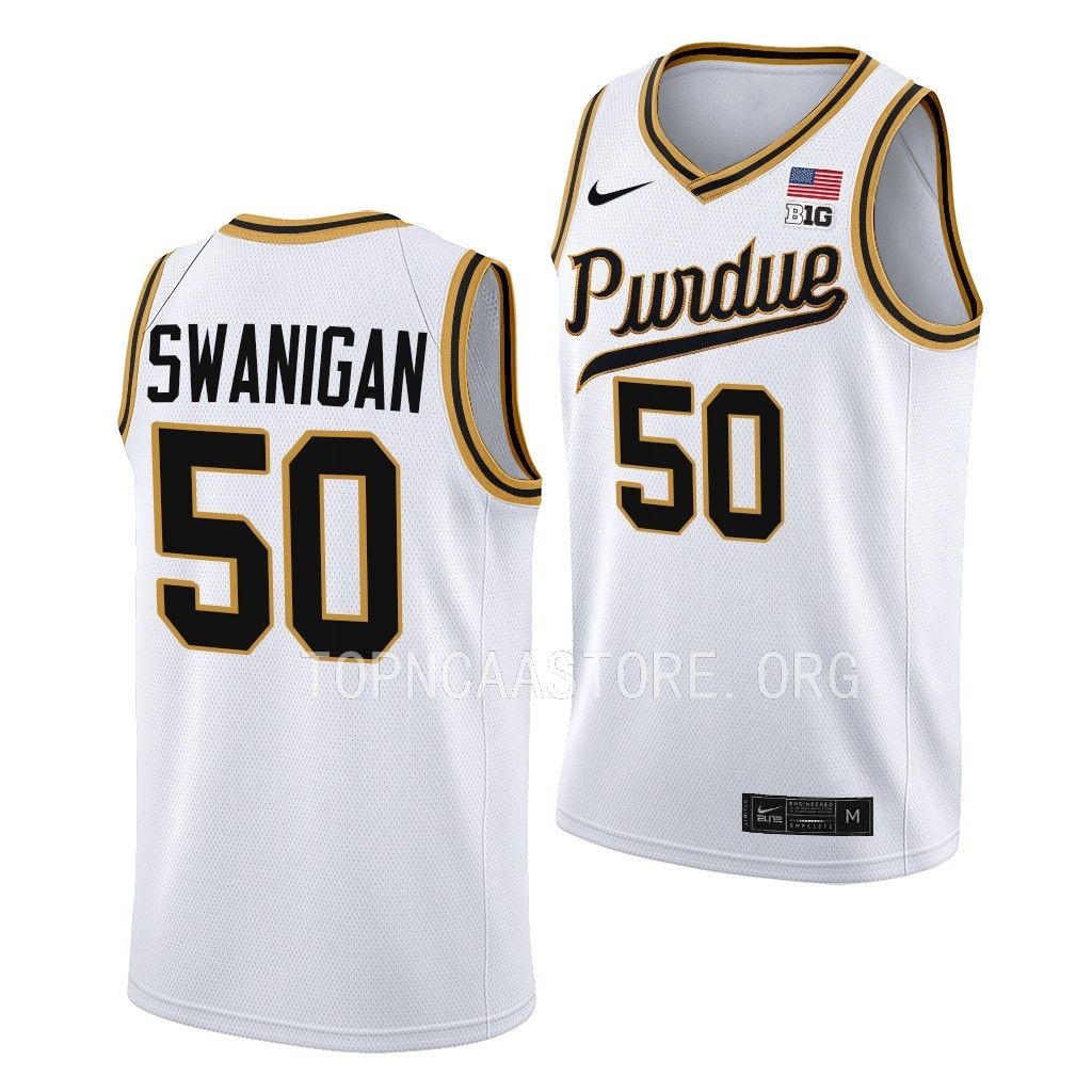 Purdue Boilermakers Rick Mount-Era Caleb Swanigan #50 White Throwback Jersey ZIBJGGXV