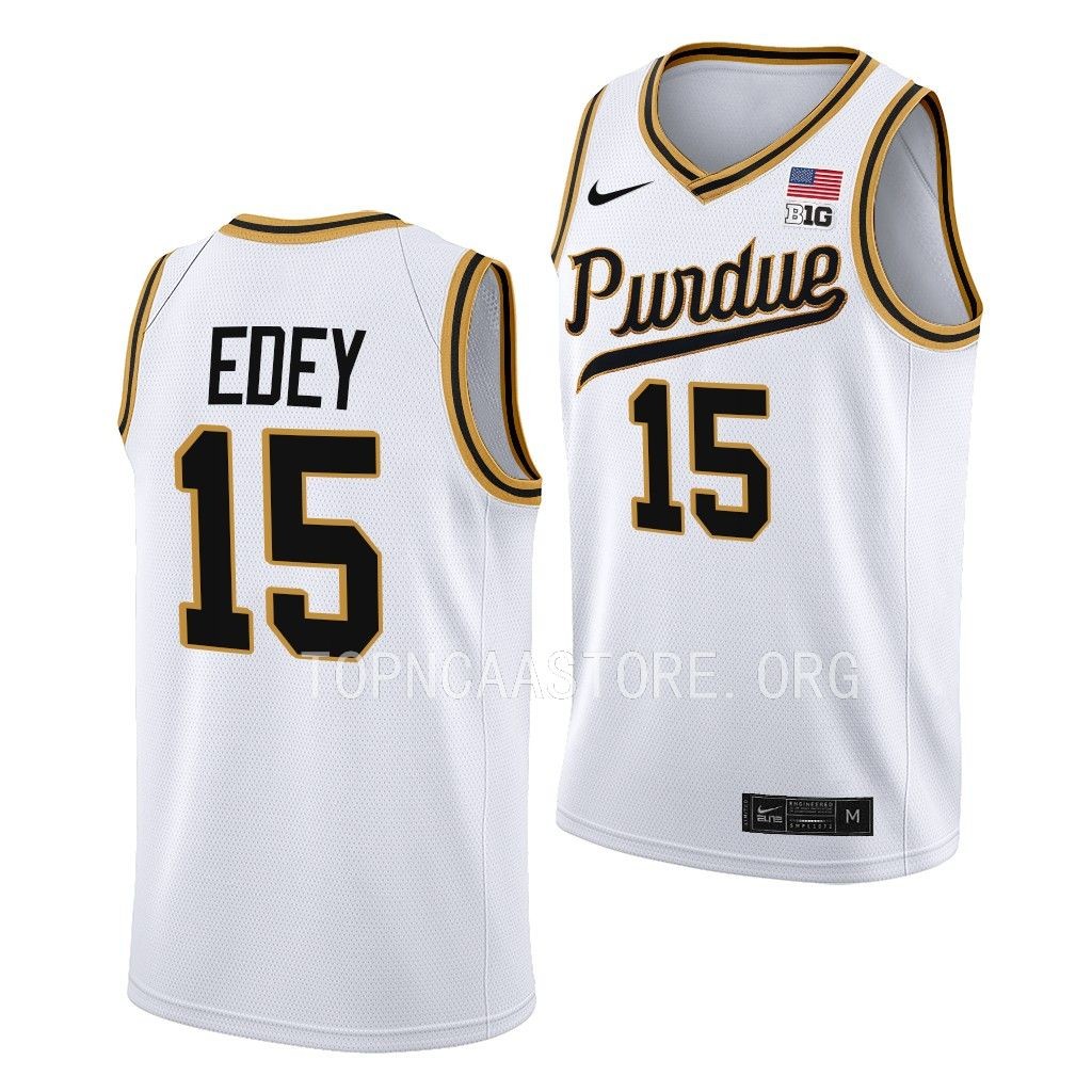 Purdue Boilermakers Rick Mount-Era Zach Edey #15 White Throwback Jersey YZXNEGXV