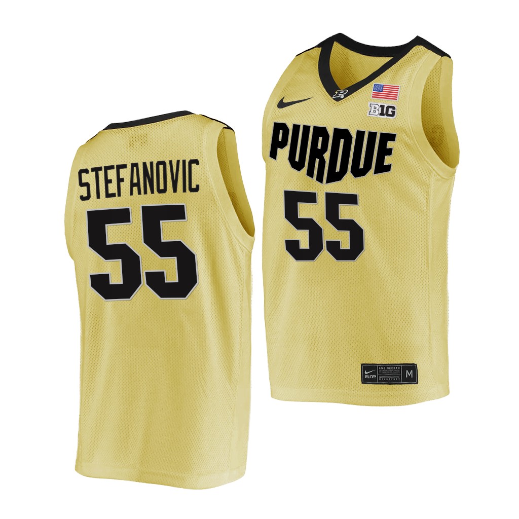 Purdue Boilermakers Sasha Stefanovic #55 Gold Top overall seed Jersey -22 College XFEQBGXV