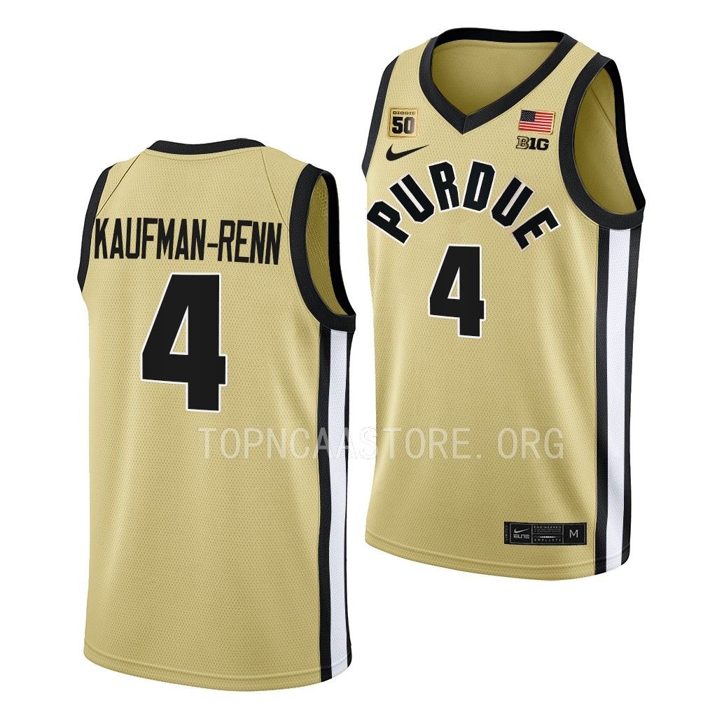 Purdue Boilermakers Trey Kaufman-Renn Swanigan patch uniform Gold #4 Jersey 2022-23 JENASGXV