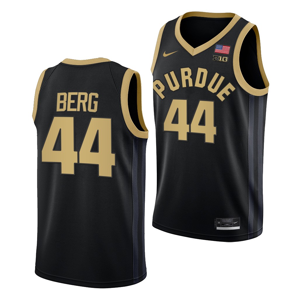 Purdue Boilermakers Will Berg College uniform Black #44 Jersey 2022-23 FAMXEGXV