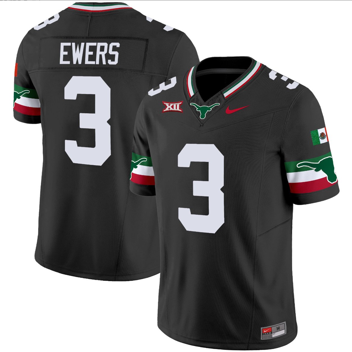 Quinn Ewers Jersey #3 Texas Longhorns Mexico Vapor College Football Black LGLCMGXV