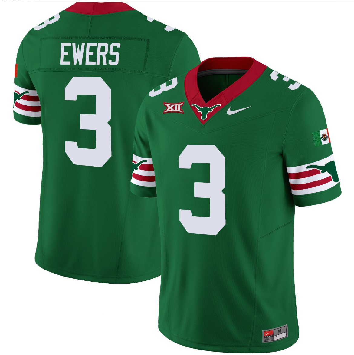 Quinn Ewers Jersey #3 Texas Longhorns Mexico Vapor College Football Green CMNRGGXV
