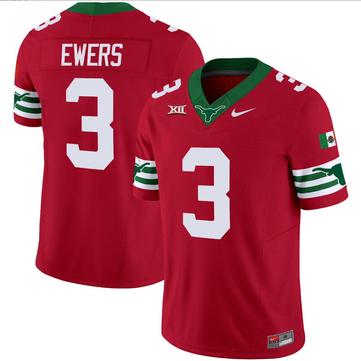 Quinn Ewers Jersey #3 Texas Longhorns Mexico Vapor College Football Red II4T5GXV