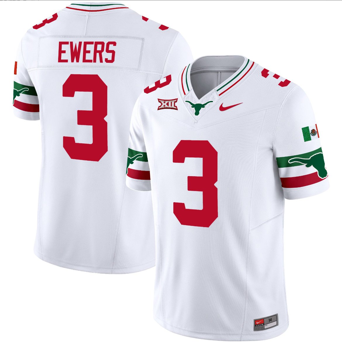 Quinn Ewers Jersey #3 Texas Longhorns Mexico Vapor College Football White KCYGMGXV