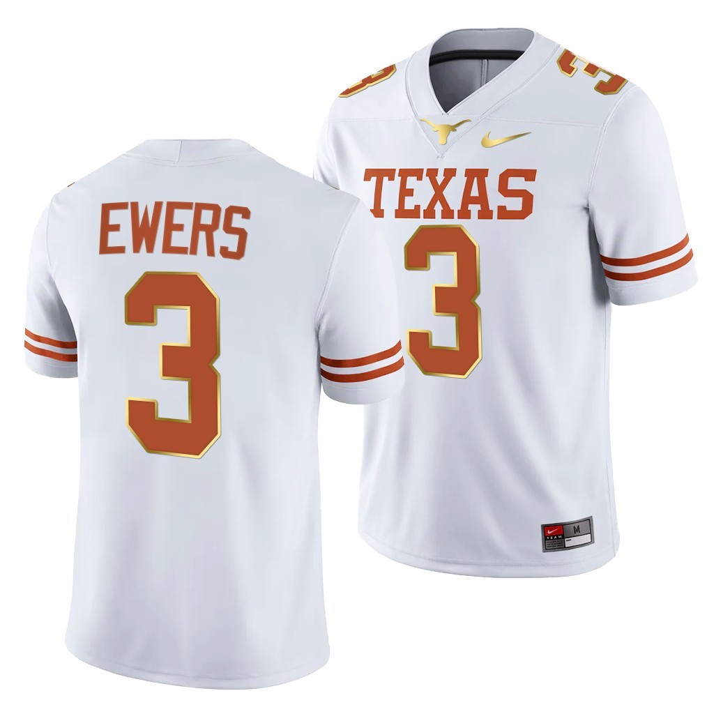 Quinn Ewers Texas Longhorns College White -22 3 Jersey Men K4I8ZGXV
